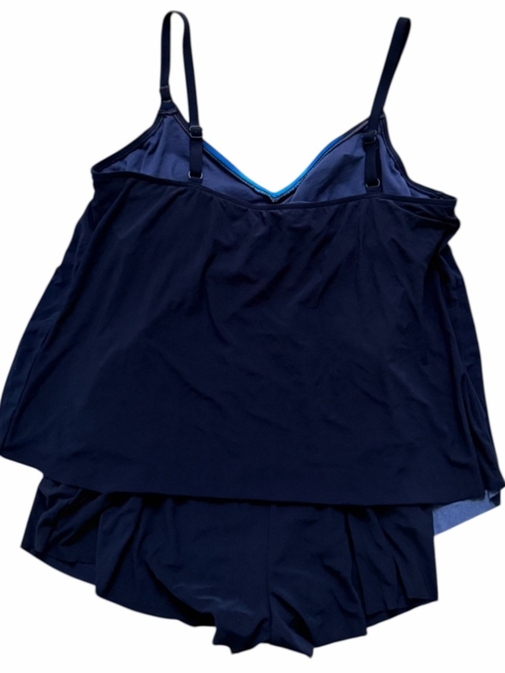AQUA GREEN FLOWY Tankini One Piece Full Coverage Black and Blue Size XL - Picture 5 of 5